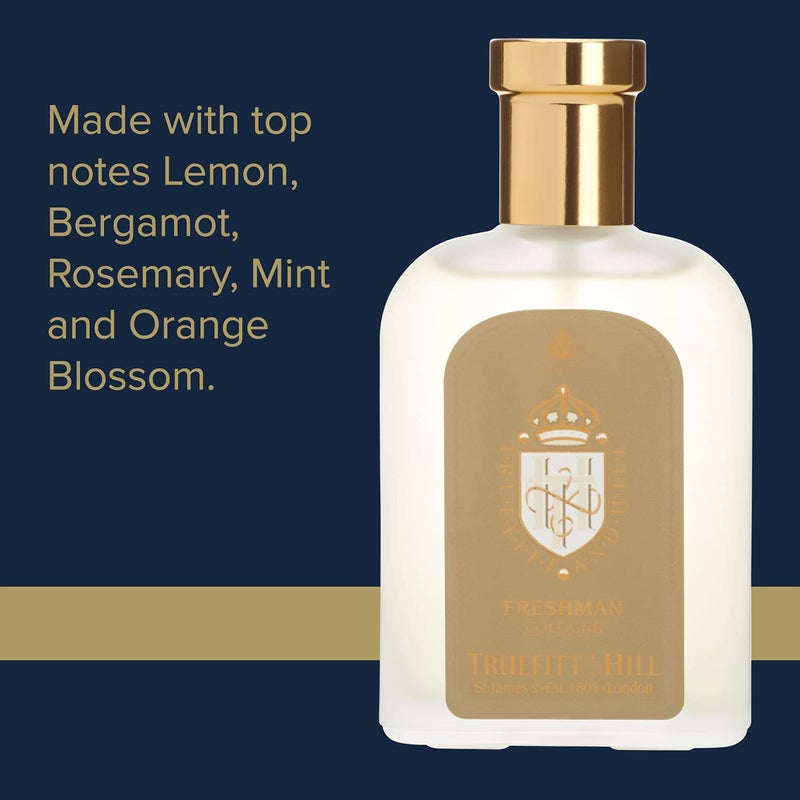 Truefitt & Hill Luxury Cologne - Freshman - Premium Long-Lasting Citrus and Bergamot Men's Fragrance Presented in a Beautifully Etched Traditional Atomizer Bottle - 3.38 oz. - Image 3