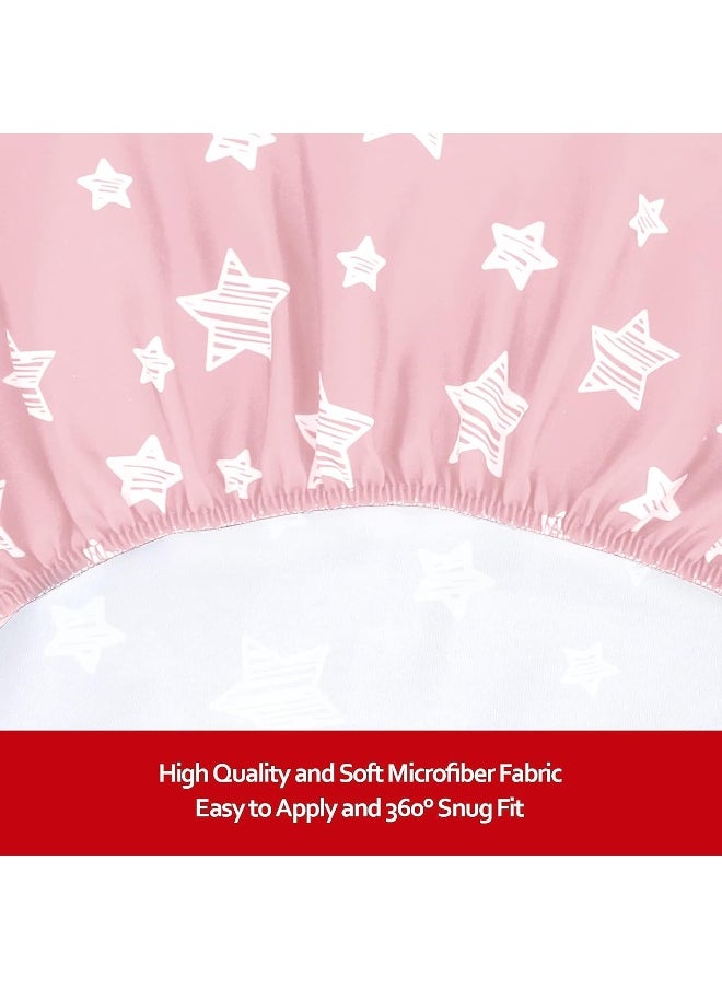 Moonsea Moonsea Crib Sheets for Girls 2 Pack, Fitted Crib Sheet for Standard Size Crib and Toddler Mattresses, Soft and Breathable Material, Grey & Pink  - Image 3