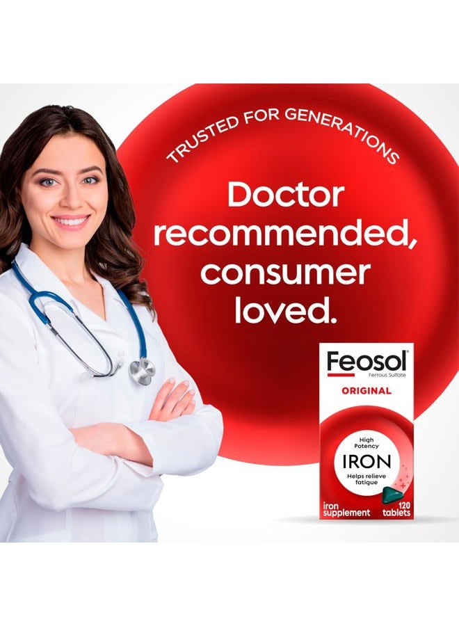 Feosol Original Iron Supplement Tablets,Non-heme 325mg Ferrous Sulfate (65mg Elemental Iron) per Iron Pill, 1 Per Day, 4 Month Supply, for Energy and Immune System Support (120 ct Pack of 2) - Image 5