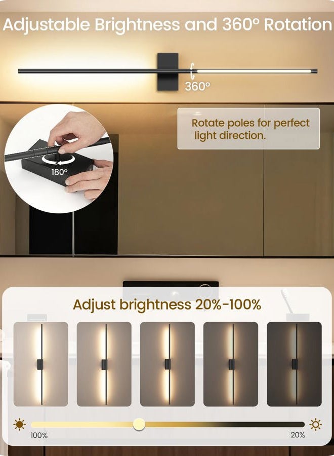GOEBLESON 39.4 Inches Wall Sconces Battery Operated Set of Two, Black, B07YBP205 - Image 2