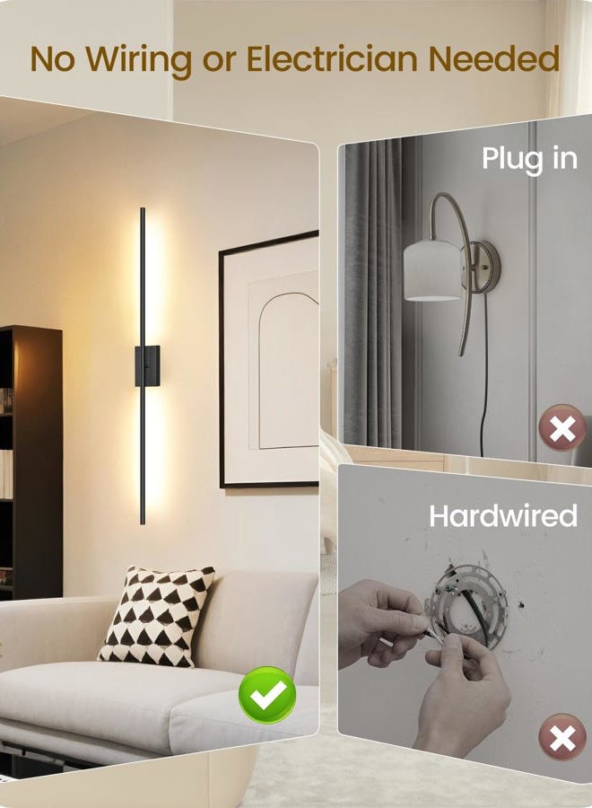 GOEBLESON 39.4 Inches Wall Sconces Battery Operated Set of Two, Black, B07YBP205 - Image 4