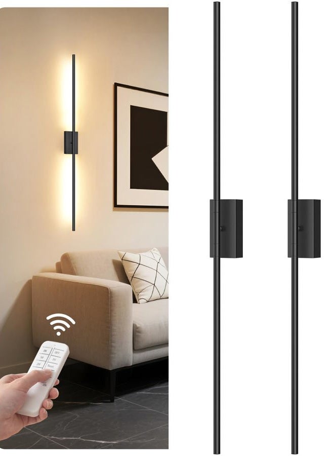 GOEBLESON 39.4 Inches Wall Sconces Battery Operated Set of Two, Black, B07YBP205 - Image 1