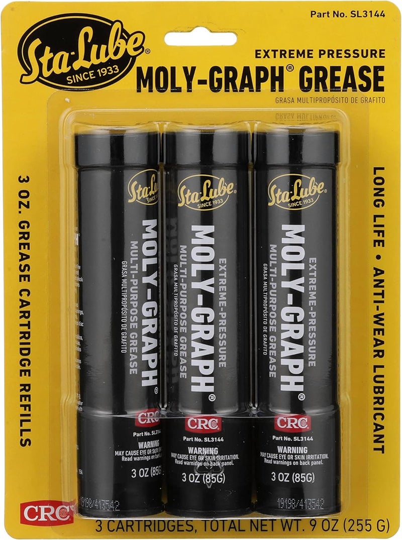 Sta-Lube شحم الليثيوم متعدد الأغراض CRC SL3144 Moly-Graph للضغط الشديد، 3 أونصات، عبوة من 3 - Image 1