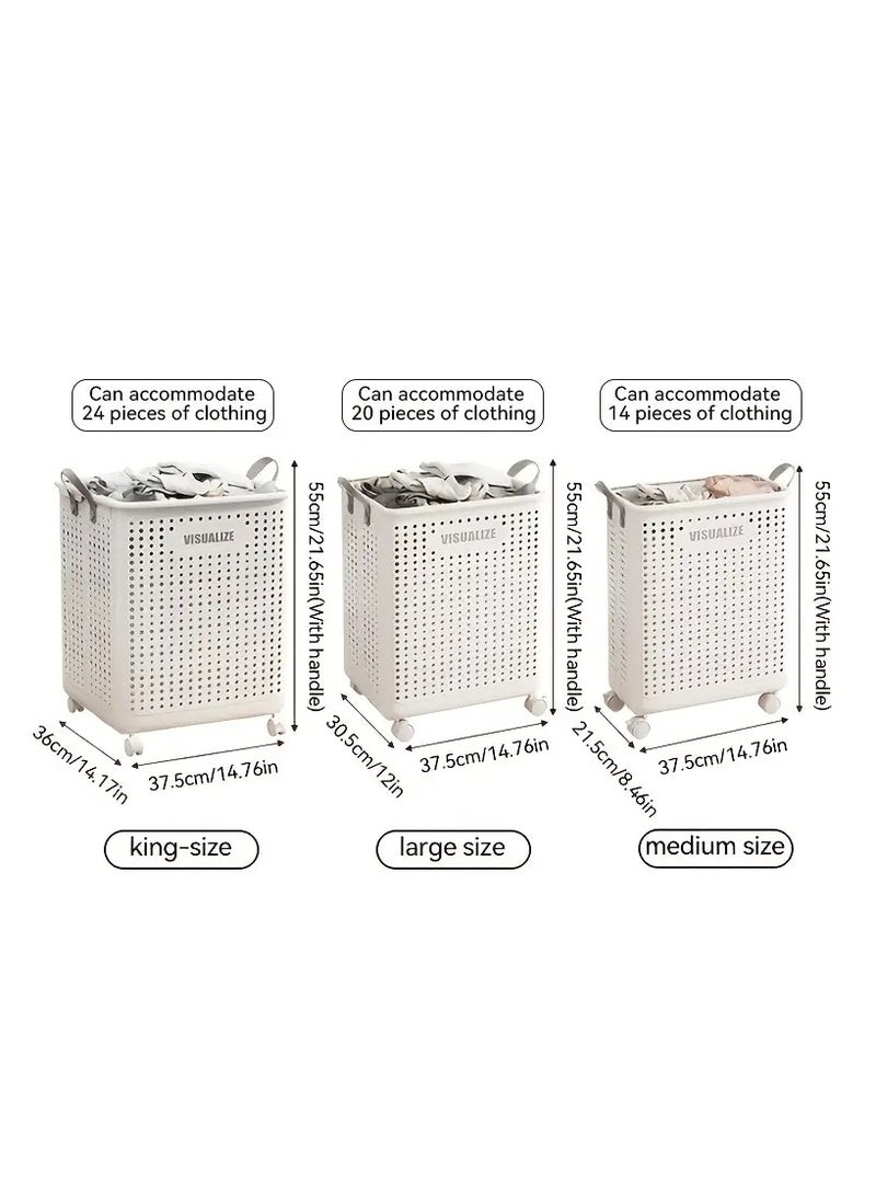 Bukela Foldable Laundry Baskets Without Lid - Pu Leather, Hand Washable, Solid Color, Multi-Functional Portable Dirty Clothes Hamper With Wheels For Bathroom & Balcony Storage - Image 3