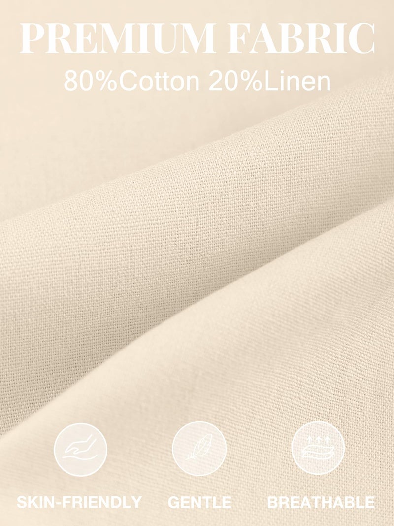 PLEPAN Mens Casual Linen Shorts - 7 inch Summer Beach Elastic Waist Drawstring Short Beige Medium - Image 5