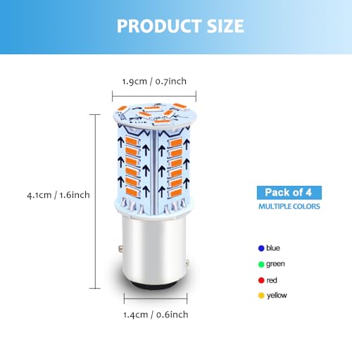CHRYMUM 4PCS 1157 LED Bulb, Brake Light Bulb, Super Bright LED Backup Reverse Lights, 12V BAY15D 1157 LED Strobe Blinking Brake Lights Replacement for Car Brake Stop Tail Light - Image 2