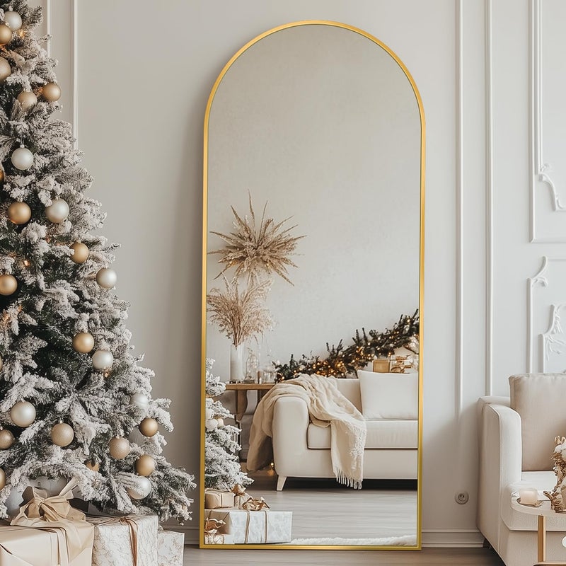 Antok Arched Full Length Mirror, 56"x15" Gold Metal Frame Floor Mirror for Bedroom Living Room, Freestanding/Wall Mount/Leaning - Image 2