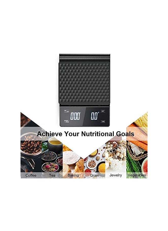 High precision drip coffee scale with 3kg/0.1g LED display on coffee scale with timer and touch button