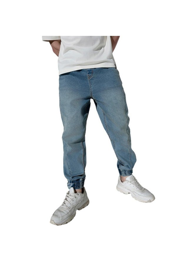 Hubberholme - Hubberholme Men's Paneled Loose Fit Jogger Jeans (Light Blue, 32) - Image 1