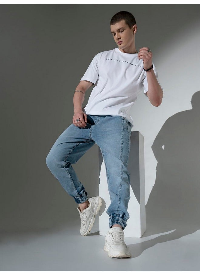 Hubberholme - Hubberholme Men's Paneled Loose Fit Jogger Jeans (Light Blue, 32) - Image 1