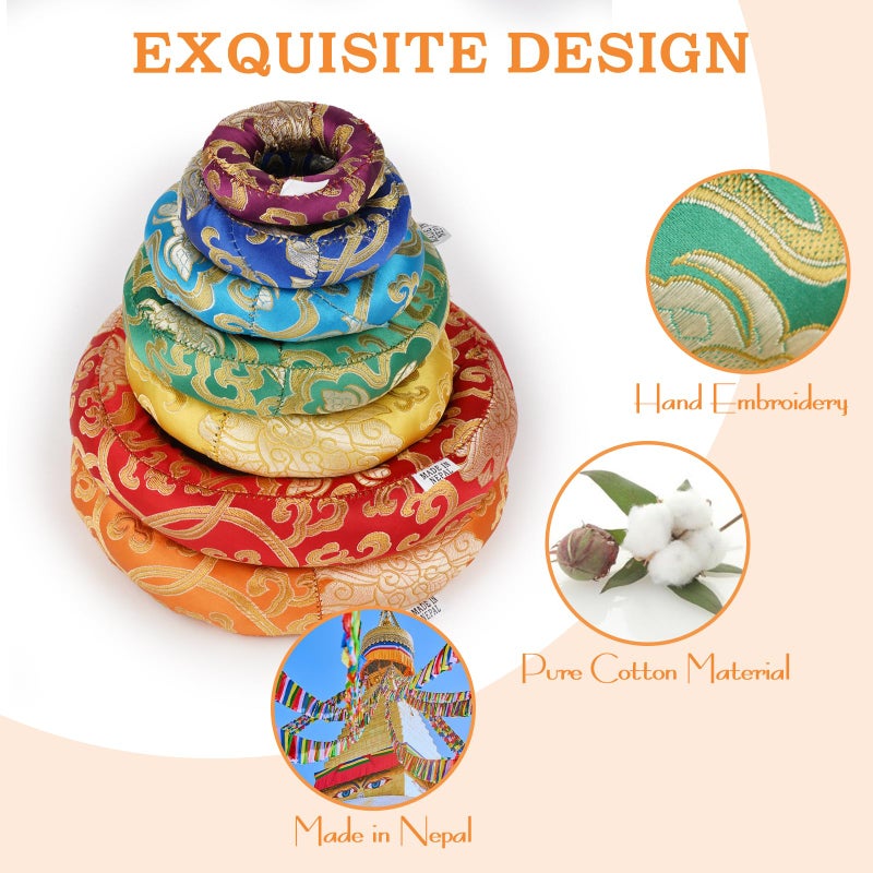 Hihealer Tibetan Singing Bowl Accessories Silk Ring Cushions Handmade in Nepal Round Cushion for Sound Bowls Meditation Accessories  - Image 3