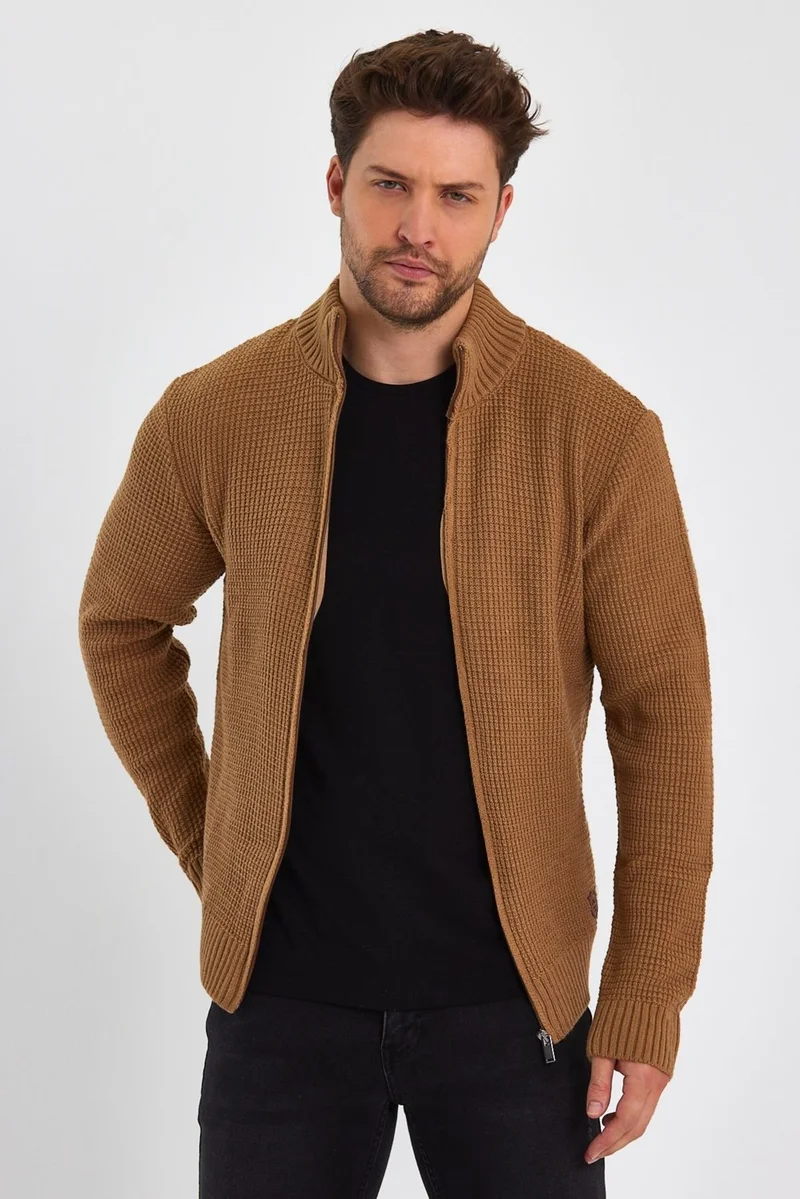 الكسندر جاردي Turtleneck Zippered Knit Cardigan (E22-5714)