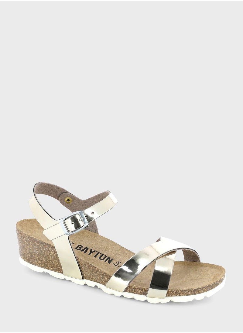 BAYTON Canberra Strappy Mid Heel Wedges  - Image 4
