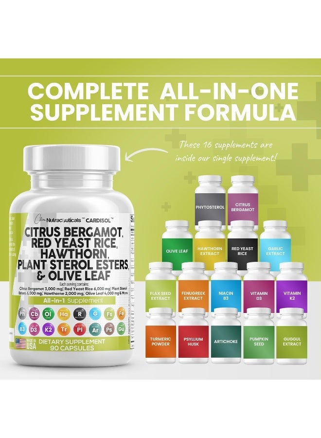 Clean Nutraceuticals Citrus Bergamot 3000mg Red Yeast Rice 6000mg Capsules with Plant Sterols 6000mg - Image 2