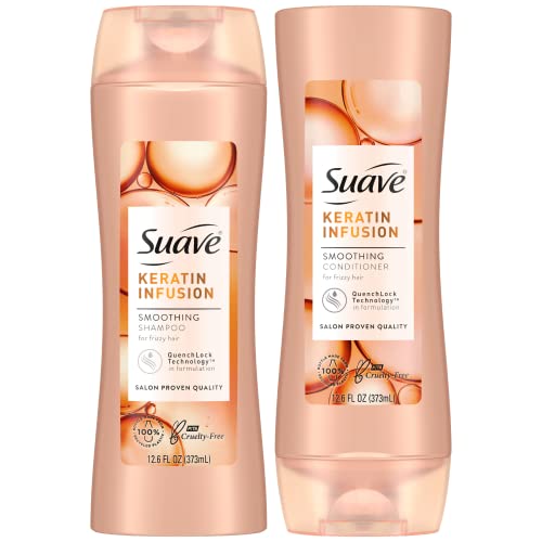 Suave Shampoo and Conditioner Set, Keratin Infusion, Smoothing – Keratin Hair Treatment & Detangler, 48H Frizz Control, Anti-Frizz Hair Products, 12.6 Oz Ea (2 Piece Set) - Image 1