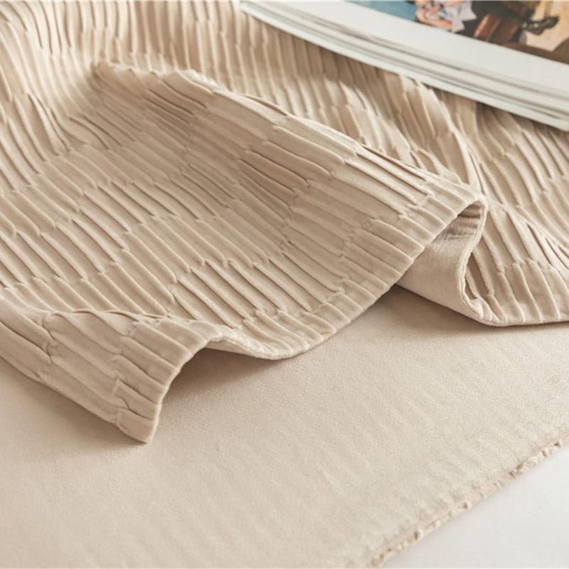 oiakus Solid Color Bed Scarf, Velvet Bed Runner, Modern Wave Pattern Bed Flag, Bed Scarf Runner Bedding Scarves Hotel Bedroom Reversible Double Use Bedding Bed Towel - Image 4