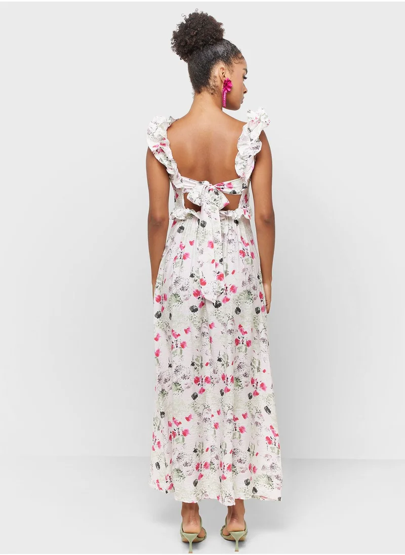 VERO MODA Floral Print  Cut-Out Back Detail Maxi Dress