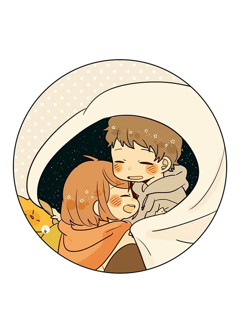 Boy And A Girl Printed Mouse Pad  Round  Multicolour