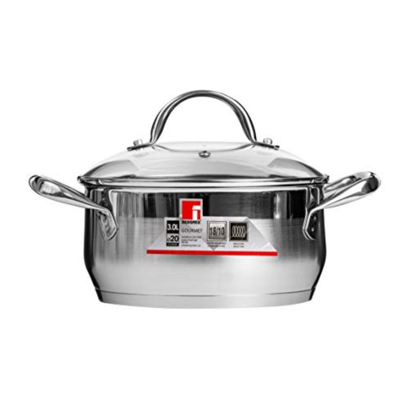GOURMET CASSEROLE W LID 20CM 3LITRESTAINLESS STEEL INDUCTION BASE, BG6509 - Image 1