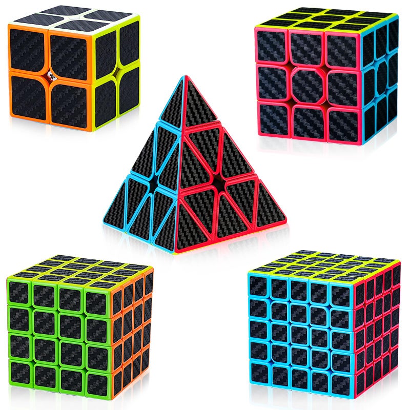 AuntyFey Speed Cube Set 5 Pack Bundle of 2x2 3x3 4x4 5x5 Pyraminx Magic Speed Cube Puzzle Cube for Kids Beginner Adults - Image 3