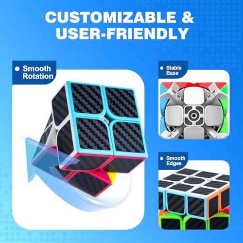 AuntyFey Speed Cube Set 5 Pack Bundle of 2x2 3x3 4x4 5x5 Pyraminx Magic Speed Cube Puzzle Cube for Kids Beginner Adults - Image 5