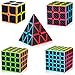 AuntyFey Speed Cube Set 5 Pack Bundle of 2x2 3x3 4x4 5x5 Pyraminx Magic Speed Cube Puzzle Cube for Kids Beginner Adults - Image 2
