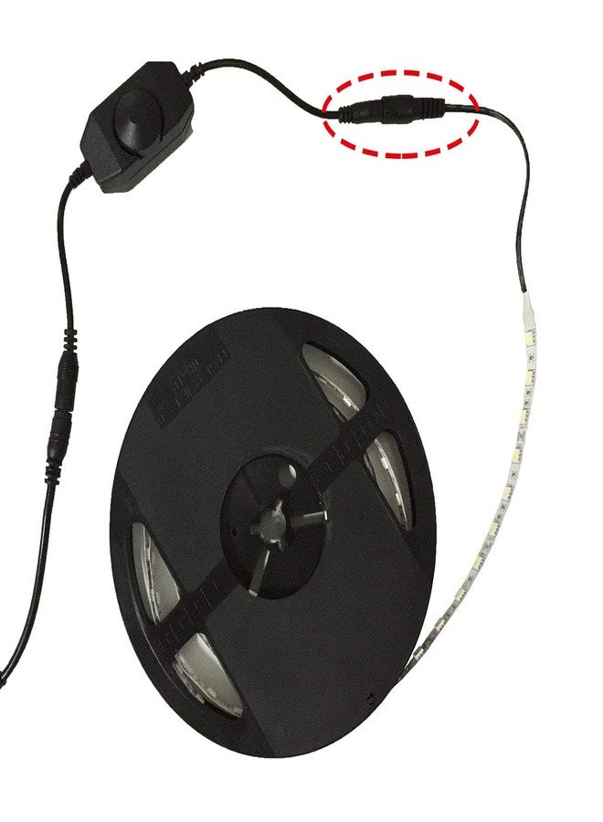 TronicsPros DC 12V-24V 6A LED Strip Dimmer Switch LED Tape Dimmer Controller PWM Inline Rotary Dimmer 5.5mm x 2.1mm DC Jack for SMD 5050 3528 2835 5630 LED Ribbon LED String Light, Black, 14.7" Long - Image 3