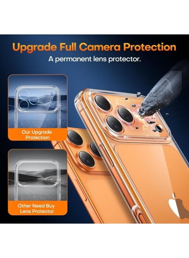 جراب لهاتف iPhone 17 Pro Max مع واقي شاشة من قطعة واحدة، حماية كاملة لعدسة الكاميرا، غطاء خلفي شفاف مقاوم للصدمات - شفاف - Image 3