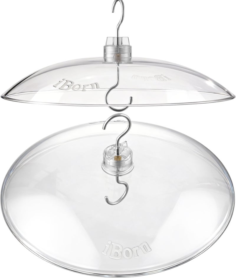 iBorn Baffles for Bird Feeders, 13â€ Bird Feeder Cover for Rain Guard, Birds Feeders Rain Guard, Full Protection for Feeders for Outdoors, Chew-Proof Polycarbonate, Pack of 2, Transparent - Image 1