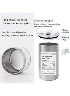 ShebSheb Stainless Steel Coffee Mug with Lid and Straw, Insulated Tumbler Coffee Cup,Vacuum Double Layer Tea Cup for Office Home Travel Coffee Milk Tea Latte  - Image 2