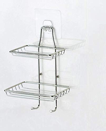 Vihax Soap Dishes Double Layers Adhesive Soap Holder Stainless Steel Shower Soap Holder Sponge Box for Bathroom/Kitchen/Tile Mounted 2 Tier (Double Layers) - Image 1