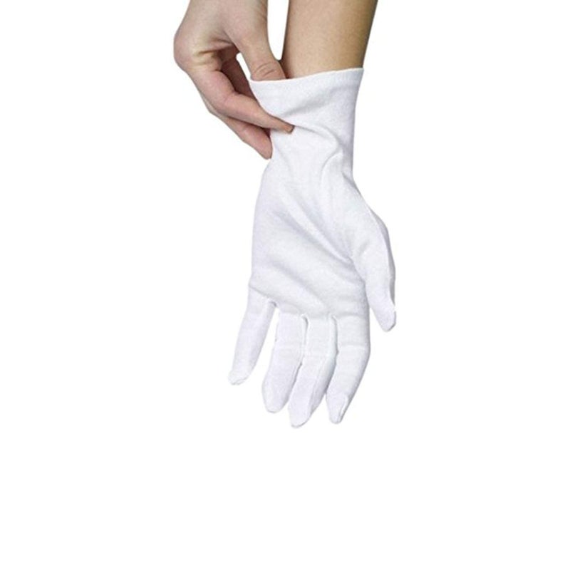 ANSMIO 2 Pairs Cotton Gloves White Gloves for Dry Hands Cotton Gloves for Sleeping Moisturizing Night Gloves White Gloves 100 Cotton Size M 2 Pairs