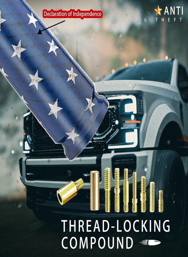 هوائي رصاصة للسيارات والشاحنات مع أغطية صمامات لسيارات فورد F150، F250، F350 سوبر، شيفروليه ديوتي، رابتور، دودج رام 1500، 2500، 3500، وجيب بيك أب (أسود) - تصميم العلم الأمريكي - آمن للغسيل الآلي - Image 3