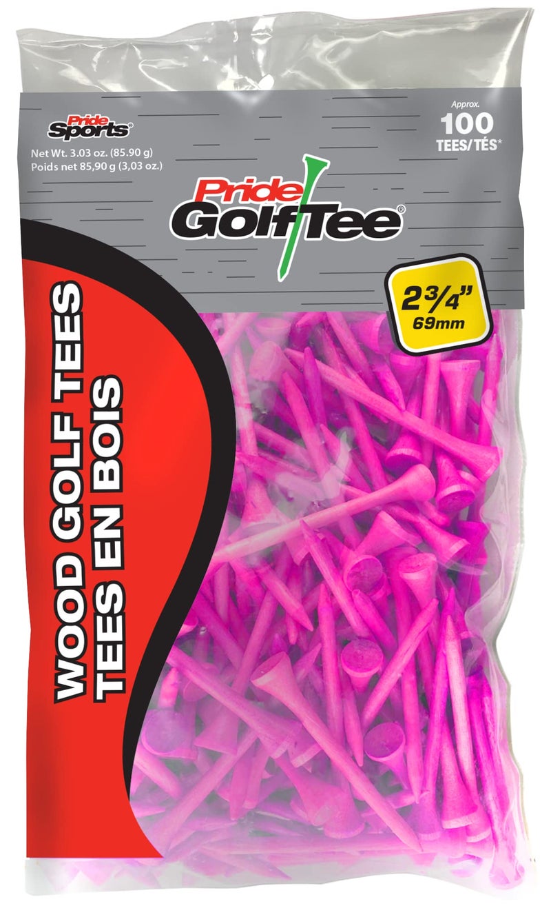 PRIDE GOLF TEE unisex adult 100 Count Bag Golf Tees, Citrus Pink, Count US - Image 1