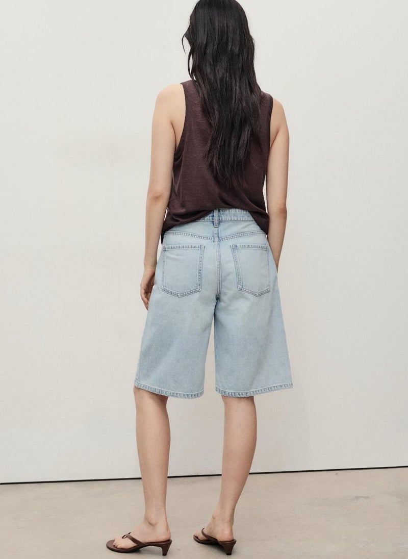 MANGO Straight Mid-Rise Denim shorts  - Image 2
