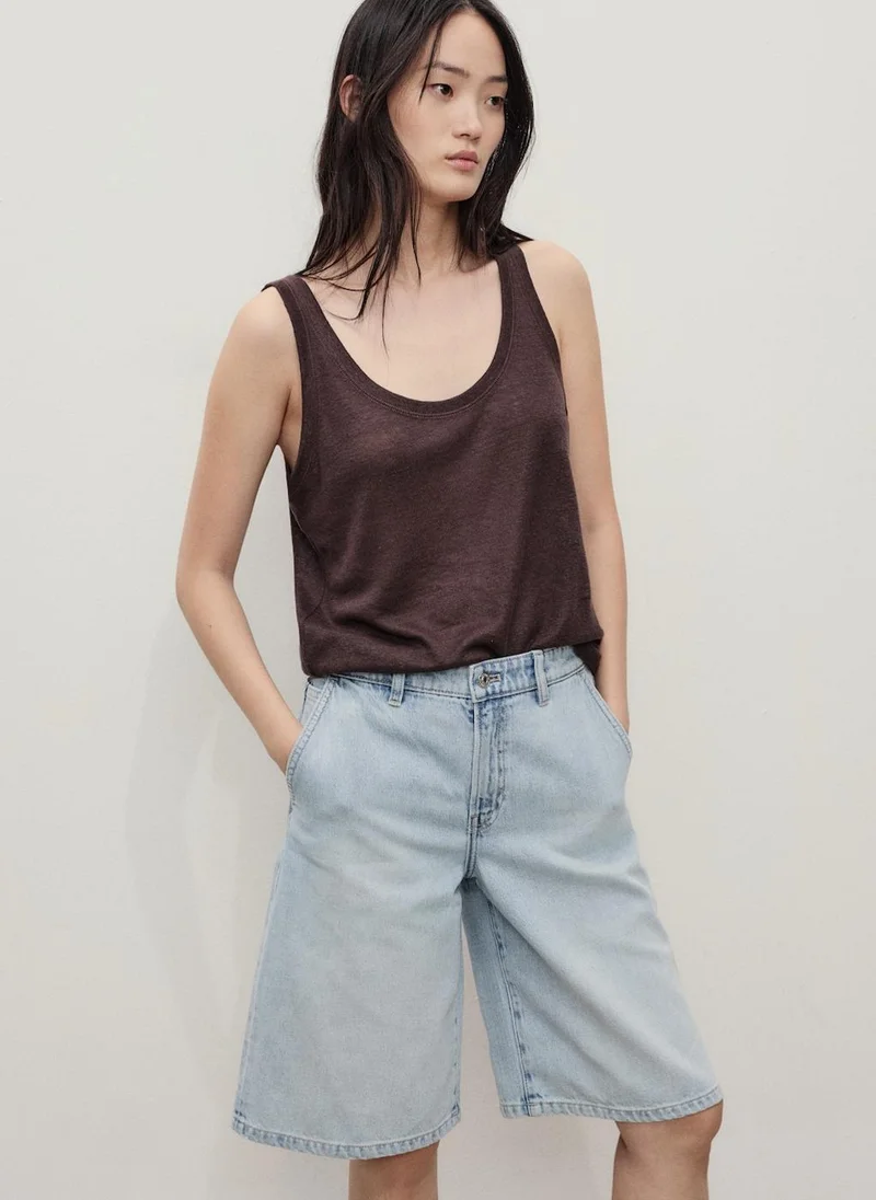 MANGO Straight Mid-Rise Denim Jorts
