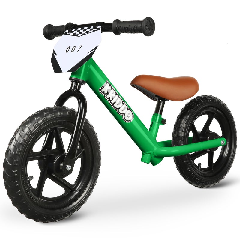 KRIDDO Toddler Balance Bike 2 Year Old Age 18 Months to 5 Years Old 12 Inch Push Bicycle with Customize Plate 3 Sets of Stickers Included Gift Bike for 23 Boys Girls Green - Image 2