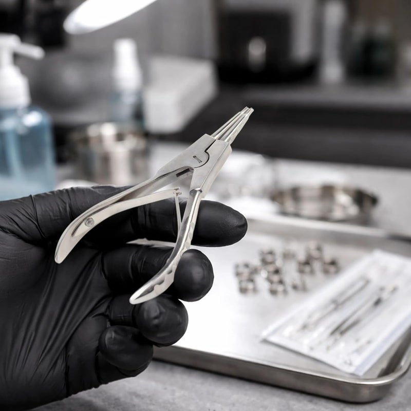 Stainless Steel Piercing Tool, Piercing Pliers With Comfortable Grip, Spring-Assisted Design, Polished Expansion Pliers, Piercing Clamp Forceps For Body Piercing - Image 3