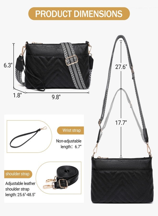BAVERGE Small Crossbody Bags for Women Trendy, Leather Wristlet Clutch Purse Wallet with Card Slots Mini Shoulder Handbag with 2 Adjustable Straps, Black - Image 3