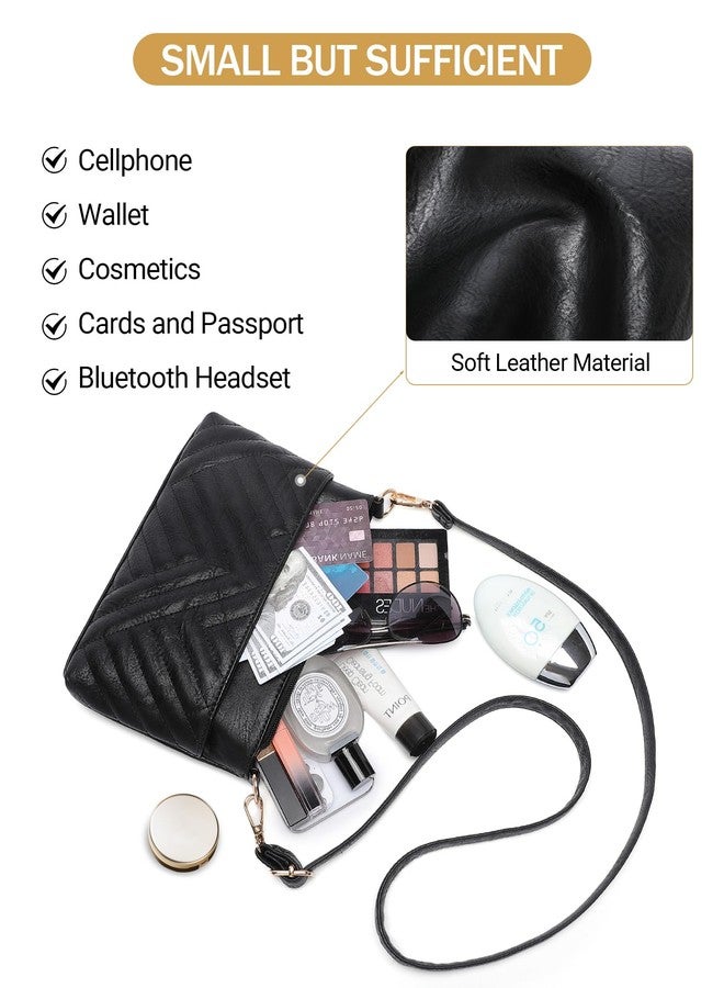 BAVERGE Small Crossbody Bags for Women Trendy, Leather Wristlet Clutch Purse Wallet with Card Slots Mini Shoulder Handbag with 2 Adjustable Straps, Black - Image 5