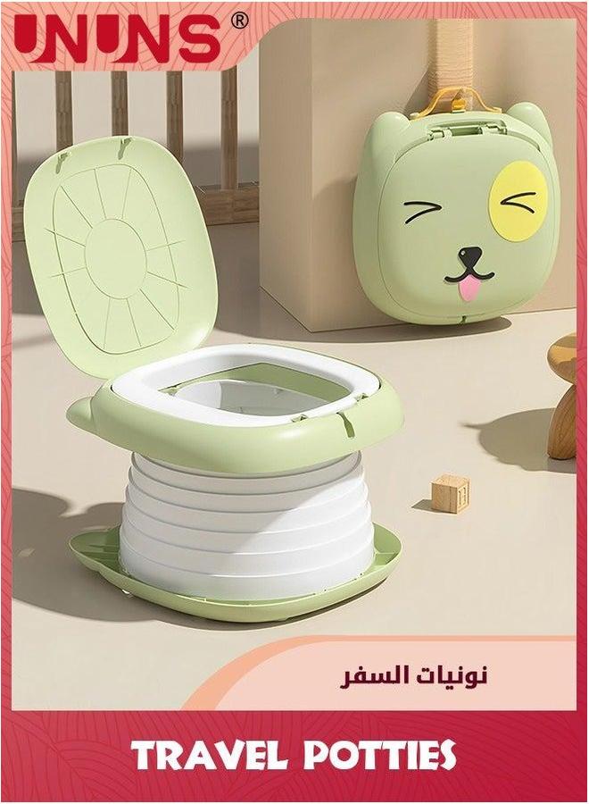 UNUNS Folding Toilet Seat,Portable Potty For Toddler Travel Foldable Training Car Camping,Boys Girls Baby Kids Children Green Indoor Outdoor Bathroom - Image 3