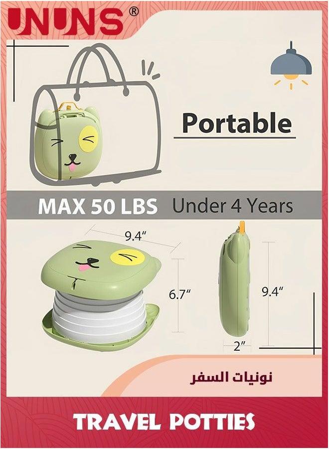 UNUNS Folding Toilet Seat,Portable Potty For Toddler Travel Foldable Training Car Camping,Boys Girls Baby Kids Children Green Indoor Outdoor Bathroom - Image 2