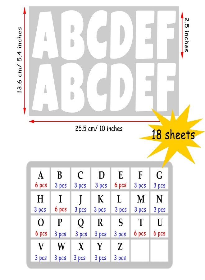 Bemeol Bulletin Board Letters 216 Pcs 2.5 Inch Alphabet Letter Stickers Self-Adhesive Letters for Poster Board Classroom Crafts Home Decor(White) - Image 2