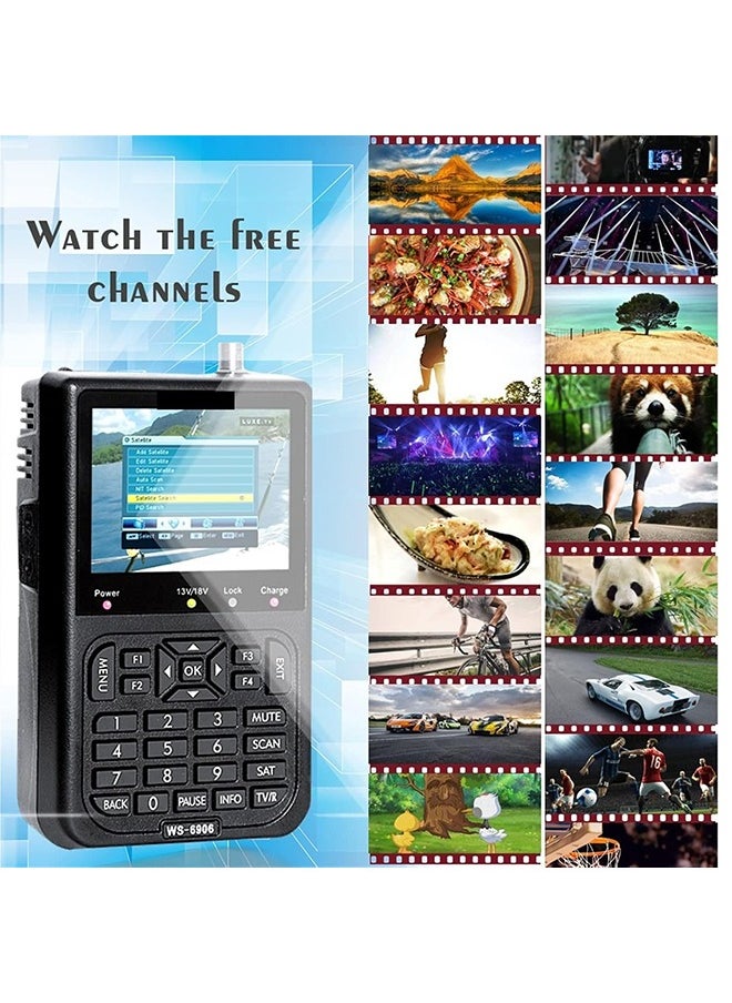 Satellite Finder Meter, DVB-S,DVB-S2,MPEG-2,MPEG4 Receiver Sat Detector, Locator Satellite Signal Meter TV Receiver for Home Camping, Adjusting Sat Dish,Black
