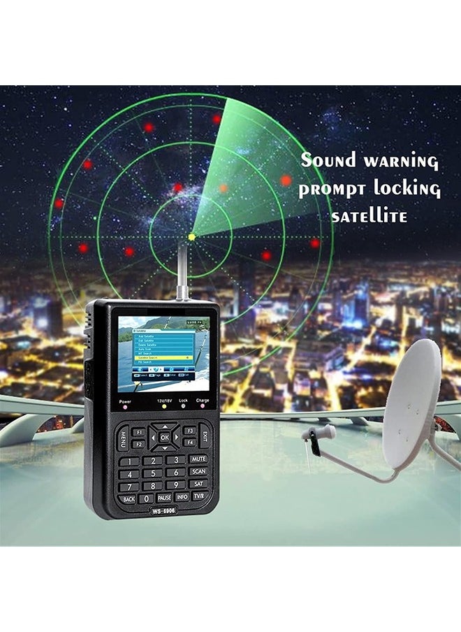 Satellite Finder Meter, DVB-S,DVB-S2,MPEG-2,MPEG4 Receiver Sat Detector, Locator Satellite Signal Meter TV Receiver for Home Camping, Adjusting Sat Dish,Black