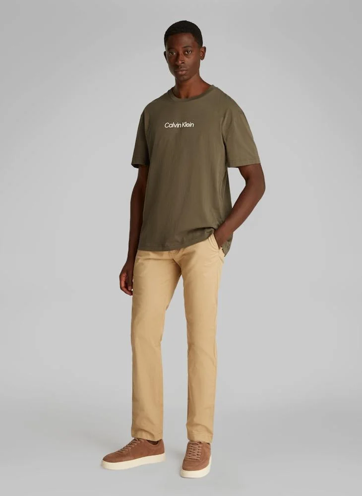 كالفن كلاين Logo Print Crew Neck T-Shirt