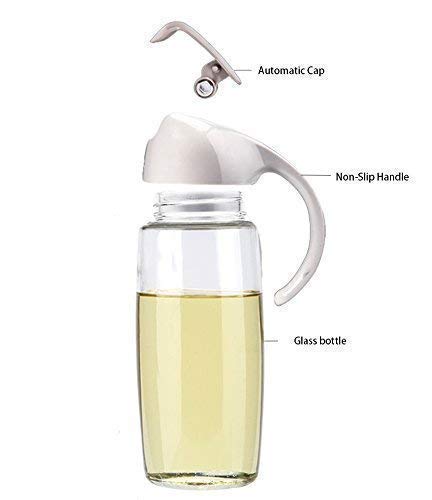 Cazuela Olive Oil Dispenser Bottle 600ml Oil Vinegar Dispenser Bottle for Kitchen Cooking Auto Flip Glass 15oz Cooking Oil Auto Flip Dispenser with Handle - Image 3