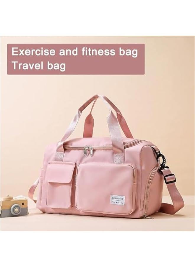 HOOKOR Waterproof Travel Duffle Bag Carry On Weekender Bag with Shoe Compartment & Wet Pocket, Gym Tote Bag for Travel, Workout, Sport (Pink) - Image 3