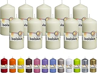 BOLSIUS 10 Ivory Pillar Candles - 2.25 x 4.75 Inches - Premium European Quality - Individually Wrapped - 33 Hours Burn - Image 1