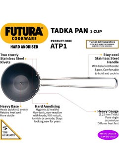 Hawkins 240 Ml Futura Hard Anodised Aluminium Spice Heating Tadka Pan,Black  - Image 2